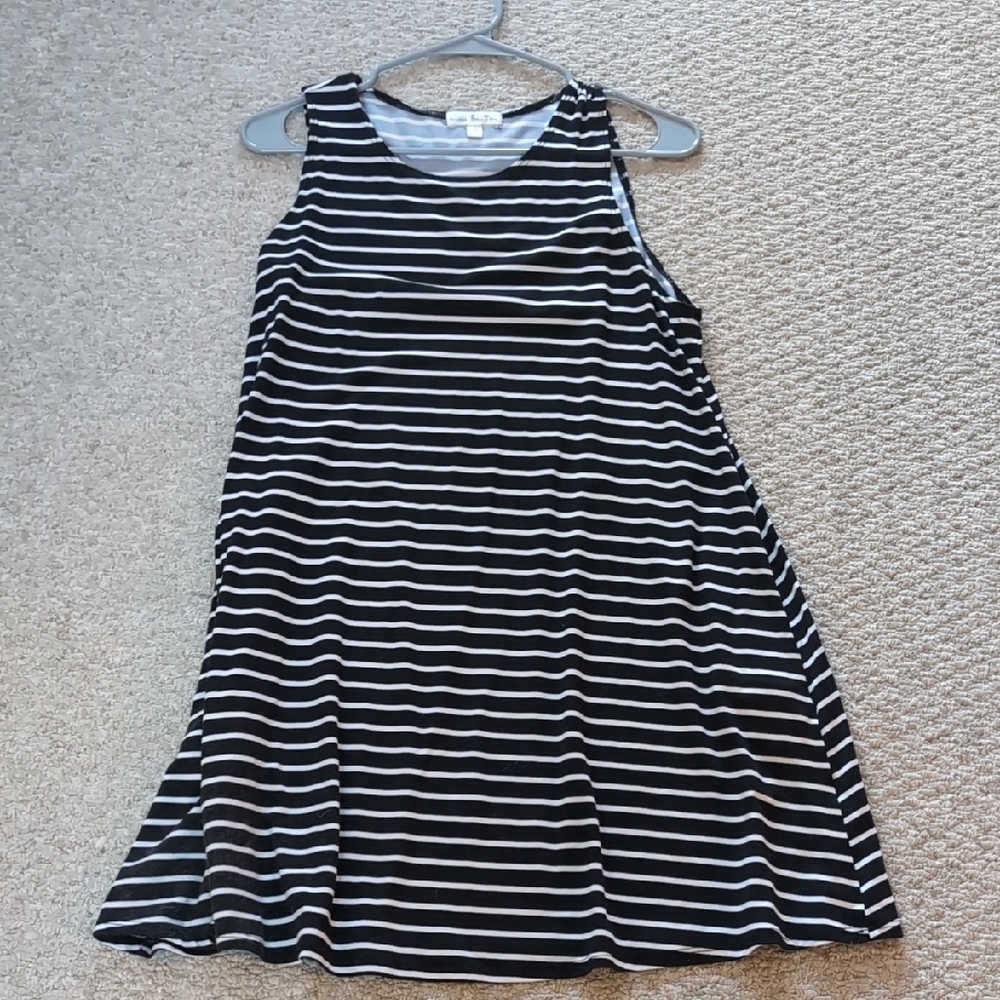 Nine Britton Black and White Striped Casual Dress
